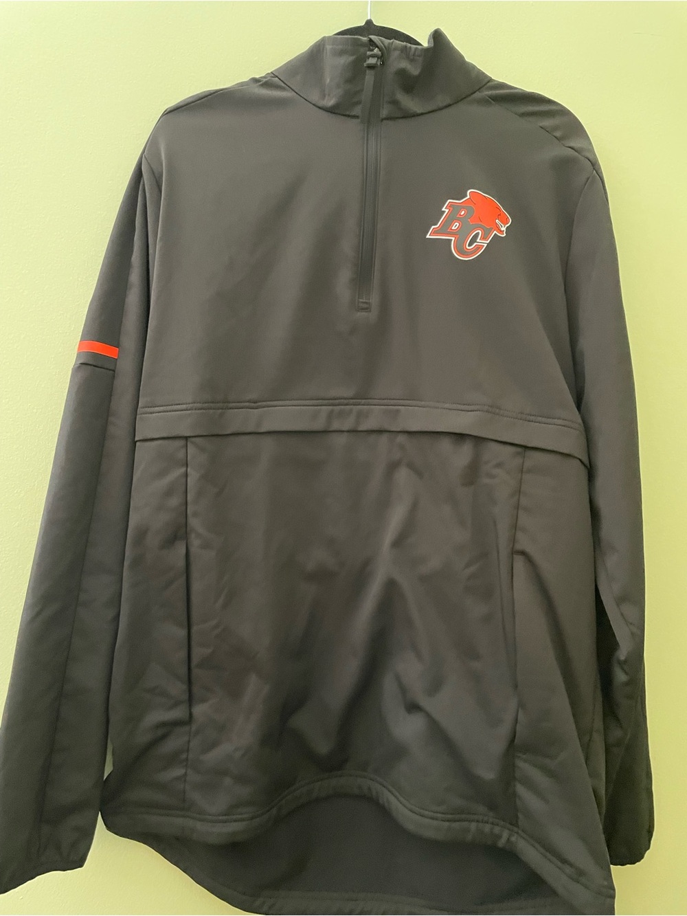 BC LIONS CFL authentic sideline  Black Half-Zip Pullover Jacket - Men's